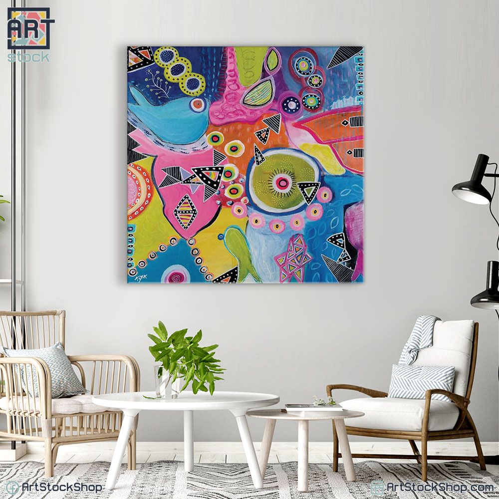 تابلوه مودرن تجريدى بالوان زاهية