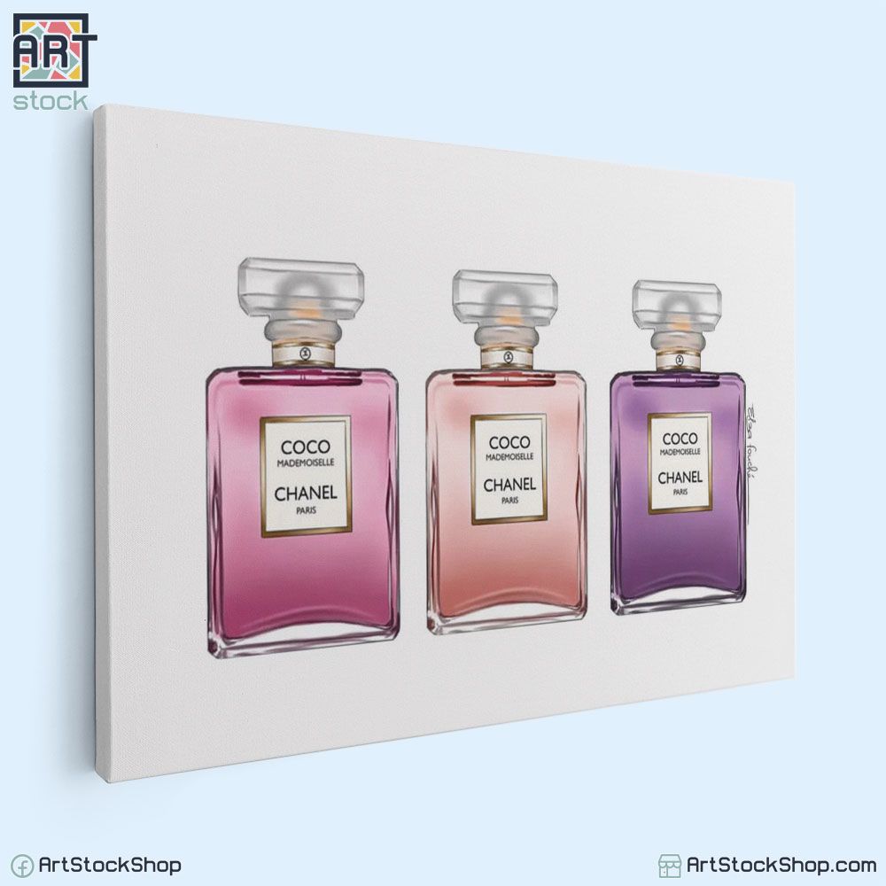 تابلوه مودرن زجاجات برفيوم لغرف البنات