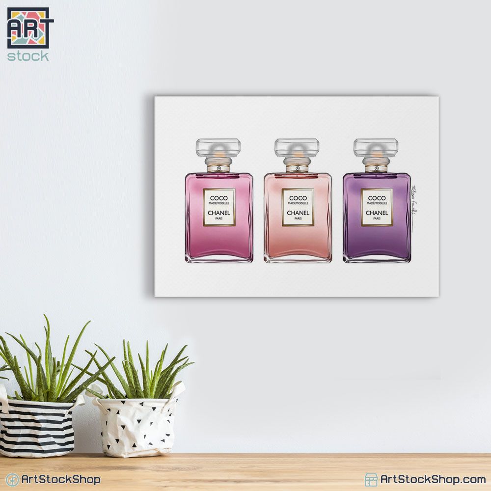 تابلوه مودرن زجاجات برفيوم لغرف البنات